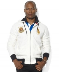 Accented with bold color-blocked details, a fleece full-zip hoodie celebrating the St. Moritz Polo World Cup on Snow features a snow polo crest and Ralph Lauren's embroidered Big Pony for a signature finish.