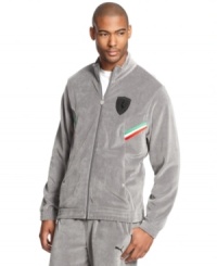 Relaxed goes a little luxe with this sharp velour Ferrari track jacket from Puma.