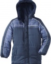 Ixtreme Boys 8-20 Plaid Pieced Colorblock Puffer Jacket, Blue, 14/16