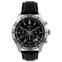 Seiko Black Dial Stainless Steel Mens Watch SSB049P2