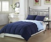 Chezmoi Collection 3-Piece Navy Light Blue Super Soft Goose Down Alternative Reversible Comforter Set, King Size