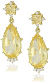 Judith Ripka Candy Candy Pear Drop with Square Stone Canary Earrings