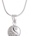 VINANI German 925 Sterling Silver Women Pendant Yin Yang white Zirconia with Snake Chain Necklace 16 Ying Yang AYY-S40