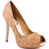 Badgley Mischka Women's Willoe Peep-Toe Pump,Rose Gold Cork,10 M US