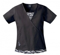 Baby Phat Wild Kingdom Solid Top with Zebra Print Accent Scrub Tops Women