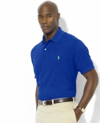 Short-sleeved polo shirt cut for a comfortable, classic fit.