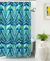 Taking inspiration from the regal peacock, this shower curtain from Trina Turk features an abstract peacock feather design in vibrant blue and green tones for a modern look. Pair with matching comforter and duvet cover sets for the bedroom.