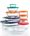 The key to a spic and span space. This versatile glass bakeware is perfect for mixing, serving and storing, so you can use just one dish for prep, presentation & keeping leftovers fresh. Colorful lids make it easy to organize and order these durable essentials. 1-year warranty on plastic lids; 2-year warranty on glass bakeware.