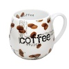 Whimsical drinkware to add fun and color to the table. Konitz mugs feature the highest quality color and glaze. This cozy mug has a collage of coffee beans a different scripts of coffee written all over.