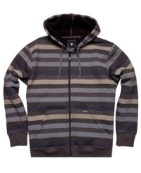 Layer up in sleek, striped style with this casual hoodie from Univibe.