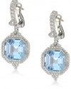 Judith Ripka Estate Estate Ascher Cut Stone Blue Topaz Drop Earrings