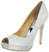 Badgley Mischka Women's Humbie VI Peep-Toe Pump,White/Silver,6 M US