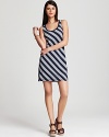 A modern twist on the nautical trend, this Vineyard Vines dress makes a graphic splash with a diagonal parade of stripes.