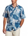 Cubavera Men's Short Sleeve Geometric Leaf Print Shirt