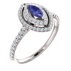 18K White Gold 6.00x3.00mm Marquise Cut Tanzanite and Diamond Double-Halo Ring