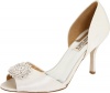 Badgley Mischka Women's Lacie Open-Toe Pump,White Satin,7.5 M US