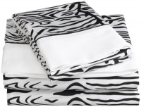 Regal Collection 300 Thread-Count Zebra Print Queen Sheet Set, Black/White