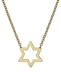 Wear your faith proudly. Studio Silver's pretty cut-out Star of David pendant is crafted in 18k gold over sterling silver with a matching chain. Approximate length: 18 inches. Approximate drop: 1/2 inch.