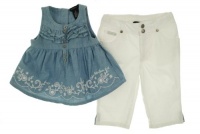 Calvin Klein Sleeveless Shirt and Capris Denim/White 3T