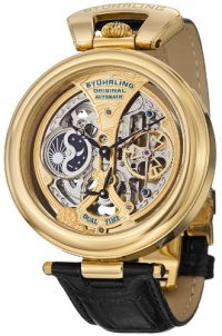 Stuhrling Original Men's 127A.333531 Special Reserve Emperor's Grandeur Automatic Skeleton Dual Time Gold Tone Dial Watch