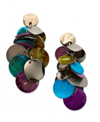 Colorful shells adorn these chic cluster earrings by Style&co. Crafted in silver tone mixed metal. Approximate drop: 2-1/4 inches.