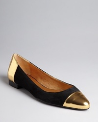 Golden specchio details lend a jazzy look to kate spade new york's Eddie flats, perfectly paired with tuxedo stripe skinnies.