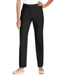 Perfect for curvier figures, Charter Club's straight-leg pants have a curvy, contoured fit and interior slimming tummy panel.