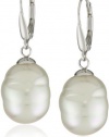 Majorica 12mm Sterling Silver White Baroque Pearl Drop Earrings