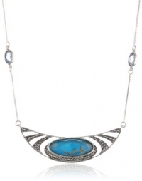 Judith Jack It's Time Sterling Silver, Marcasite and Turquoise Frontal Pendant Necklace, 18