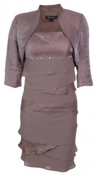 S L Fashions Women's Shimmer Tiered Jacket Dress