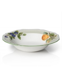 The perfect pick! An antique print and evergreen edge add classic character to this traditional vegetable bowl from Mikasa. The colors of an orchard at the peak of season create a fresh and natural perspective in durable porcelain.