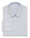 Armani Collezioni Light Blue with Navy Stripe Dress Shirt - Contemporary Fit