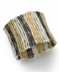 A pretty mix of metallics. Alfani's chunky stretch bracelet incorporates bars of gold, silver and hematite tone mixed metal. Approximate length: 7-1/4 inches.