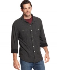 This fleece lined long sleeve shirt by Tommy Bahama is perfect casual wear.