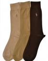 Polo Ralph Lauren Set of Three Men's Dress Socks- Multi - (Beige, Tan, Brown) (Size 10-13)