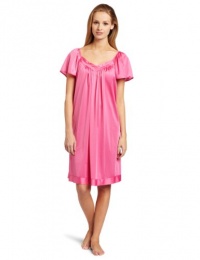 Vanity Fair Women's Colortura Flutter Sleeve Gown, Perfumed Rose, 2X