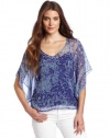 Ella moss Women's Rio Flutter Sleeve Top, Nightfall, Medium