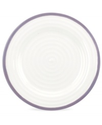 Distinctly ribbed Sophie Conran dinnerware sets your table with the charm of traditional hand-thrown pottery, but the durability of contemporary Portmeirion porcelain. Mix the banded Carnivale dinner plate with solid mulberry pieces.