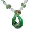 Green Pear Shaped Murano Glass Pendant on Beaded Chain