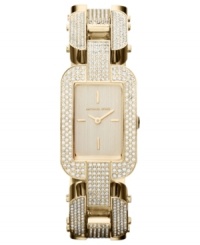 A feminine timepiece from Michael Kors' Brit collection heavily embellished with Swarovski elements.