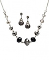 c.A.K.e by Ali Khan Jewelry Set, Jet Black Glass Bead Sliver-Plated Necklace & Drop Earrings Set