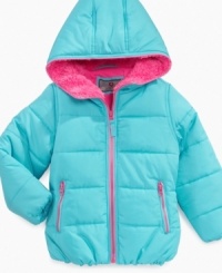 Cuddle her up in these puffer coats from Protection Systems, a cute way to keep her safe from the cold.