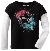 Puma - Kids Girls 2-6X Little Multi Glitter Star Tee, Black, 5