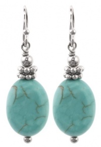 Sterling Silver Turquoise Oval Bead Drop Earrings