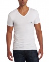 Emporio Armani Men's Eagle V-Neck Tee, White, Large