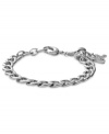 Fossil proves to be quite charming with this bracelet. The silver-tone mixed metal bracelet features a glass crystal pave heart and key details for added appeal. Approximate adjustable length: 7-3/4 inches.