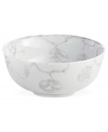 Michael Aram branches out from his renowned metal collection with the Botanical Leaf all-purpose bowl. Simple foliage rooted in fine Limoges porcelain brings a lightness and ease to modern tables in shades of gray.