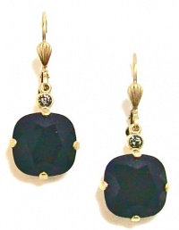 Catherine Popesco 14K Gold Plated Square Jet Swarovski Crystal Dangle Earrings