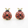 DaisyJewel Betsey Johnson Red Ladybug Stud Earrings - Red & Black Enamel Ladybug Heart and Blue Crystal Eyes Earring Studs - Skin-Safe - Top Seller - The IT Colors of the Season - For Pierced Ears