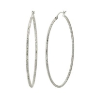 Sterling Silver Diamond-Cut Hoop Earrings (1.4 Width)